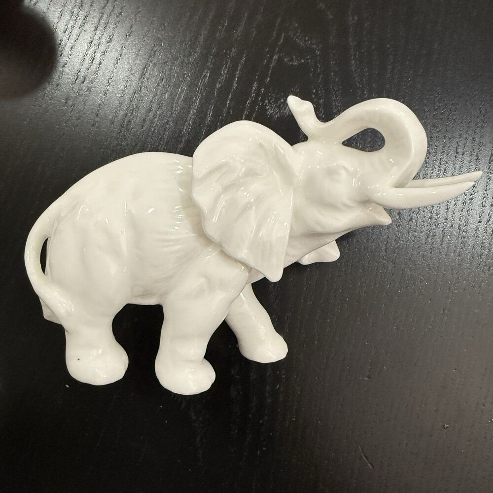 Fine Bone China White Elephant Figure, Bone China Collectible Decor, Taiwan